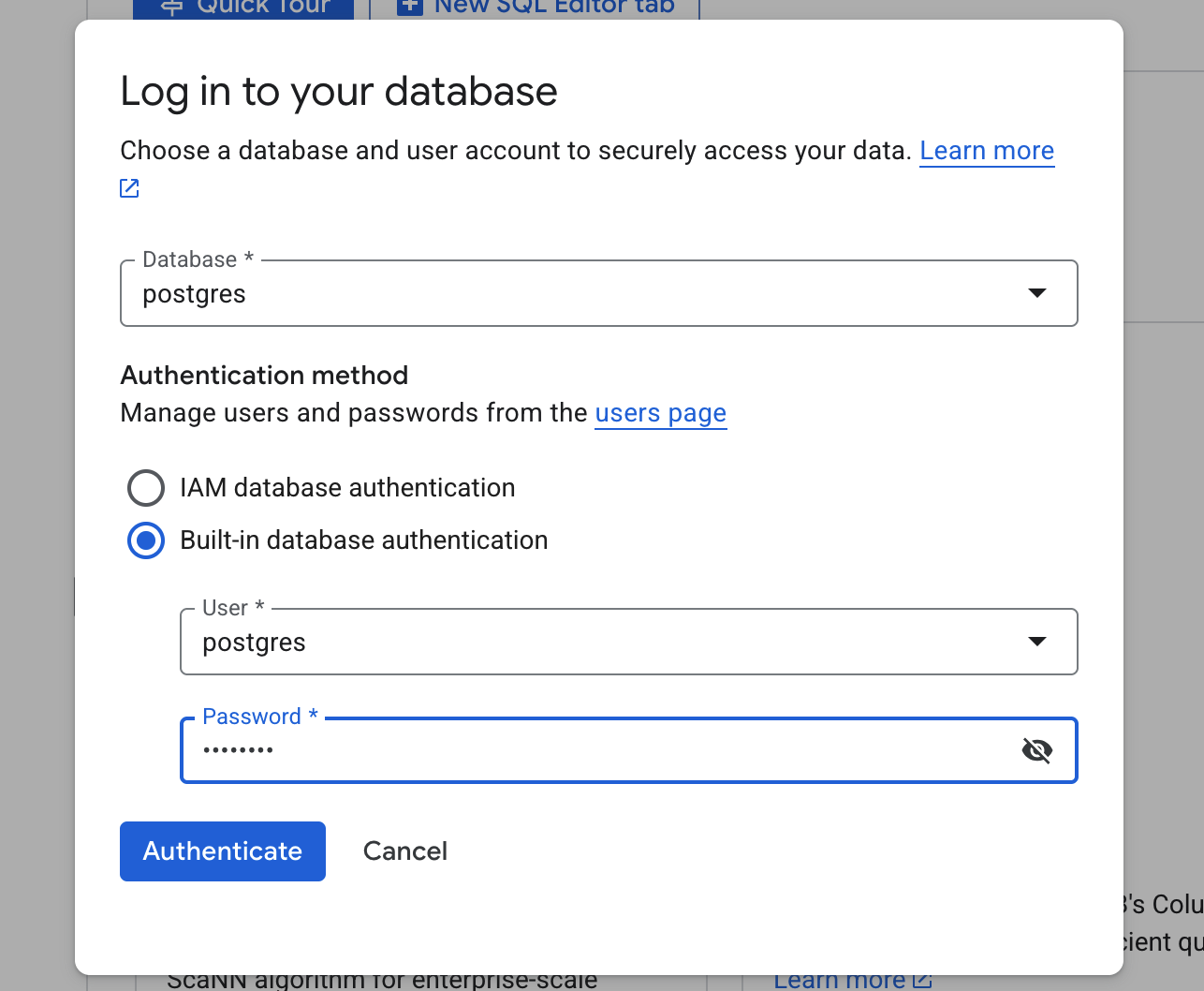 login prompt from AI Studio