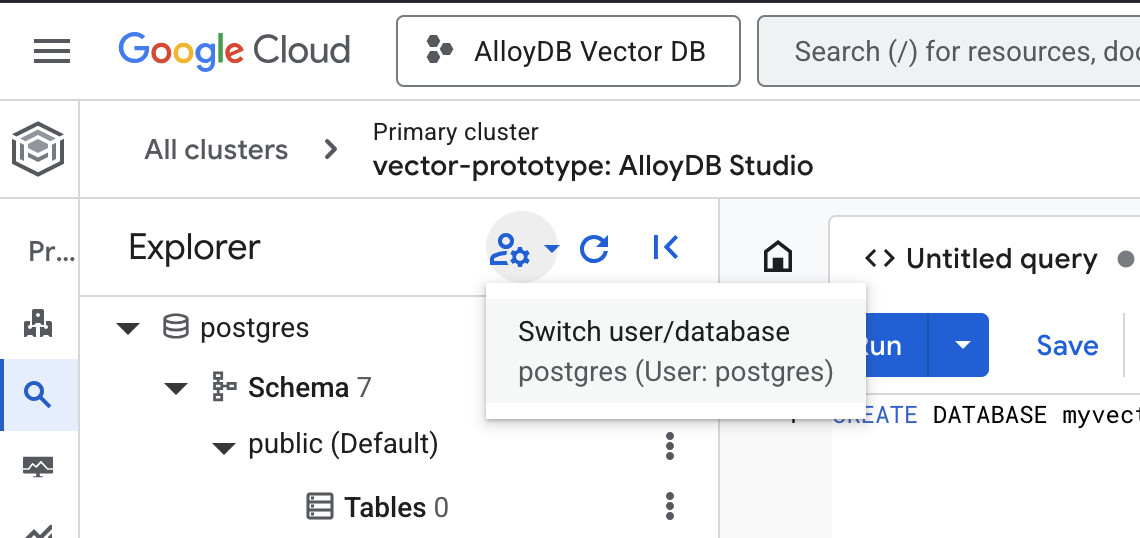switch database in AI Studio